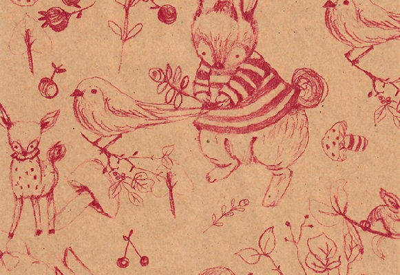 PAPEL DE REGALO KRAFT BOSQUE BORRAVINO