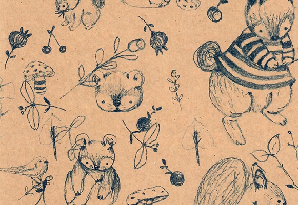 PAPEL DE REGALO KRAFT BOSQUE AZUL 