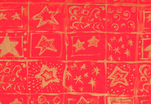 PAPEL DE REGALO PREMIUM ESTRELLA NAVIDAD FONDO ROJO