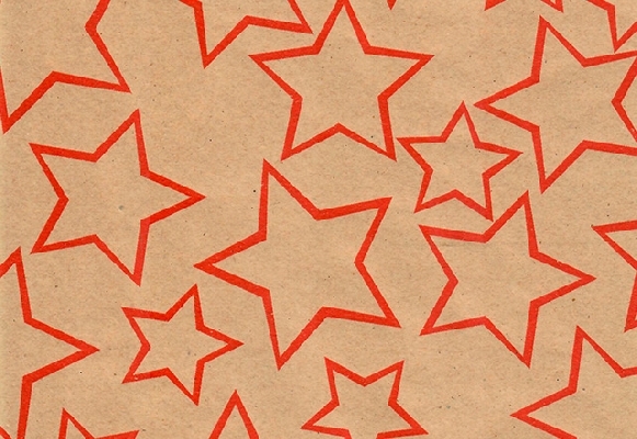 PAPEL DE REGALO KRAFT ESTRELLA ROJO